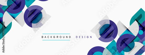 Abstract geometric shapes, blue, white. Modern design elements create dynamic background. Minimalist style, clean lines, visual appeal.