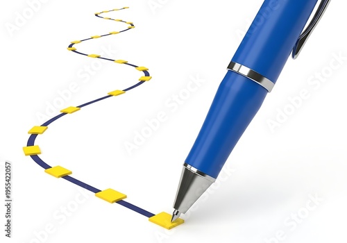 Wallpaper Mural A blue pen drawing a wavy yellow and blue line Torontodigital.ca