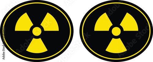 Radiation Hazard Warning Symbol Icon Set with Nuclear Danger Signs in Black and Yellow Circular Design for Safety Labels and Industrial Use