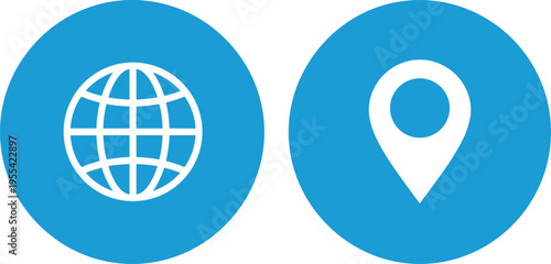 Global Location Icon Set with Globe and Map Pin Symbols, Navigation and Internet Concept Design for Travel Apps, GPS Services, and Digital Communication Graphics