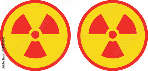 Radiation Hazard Symbol Icon Set with Nuclear Warning Sign, Radioactive Danger Label Design for Industrial Safety, Laboratory Areas, Energy Facilities, and Risk Awareness Graphics