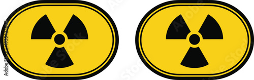 Radiation Hazard Warning Sign Icon Set with Nuclear Radioactive Symbol, Safety Danger Label Design for Industrial Facilities, Laboratories, Energy Areas, and Risk Awareness Graphics