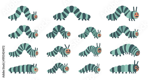 Caterpillar Illustrations in Various Poses.
