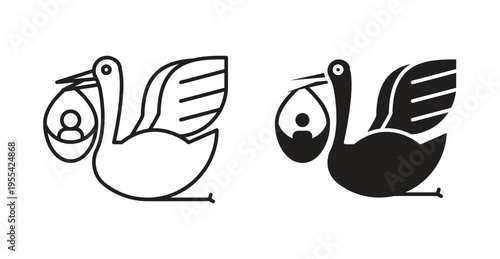 Stork with baby icon. web vector design