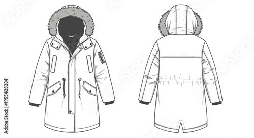 Winter Parka Coat Illustration.