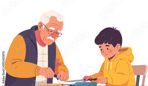 Intergenerational Skills — Elder Teaching Child Traditional Crafts