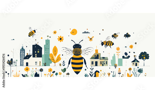 Urban Pollinators Poster — Bees, Rooftops & Pollination Corridors