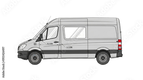 A detailed illustration of a white van driving on road
