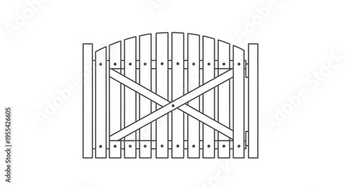 Wooden Gate Closed Illustration.