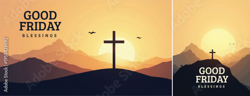 Elegant Good friday with cross background, Good friday holy week background for banner and social meida template