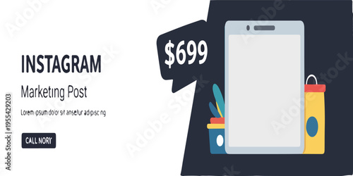 Smartphone with shopping bag and price.