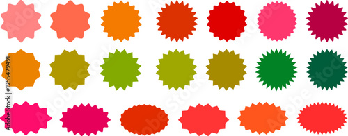 Bright colorful starburst stickers for retail, promotion price tags and stickers