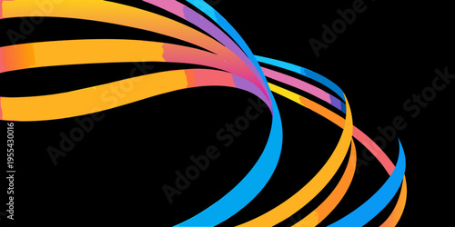 Abstract flowing ribbons of vibrant color against a dark background