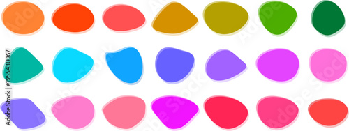 Colorful abstract liquid blob set, creative organic pebble shapes, modern graphic design backgrounds