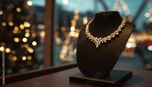 Elegant Diamond Necklace on Display - A Luxurious Jewelry Showcase.