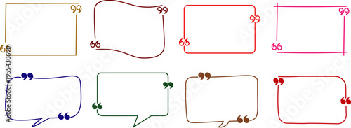 Colorful quote frame and speech bubble set, creative quotation mark border collection