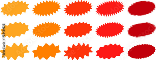 Colorful starburst and sunburst shapes set, promotion price tags and stickers