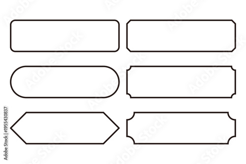 黒ライン装飾フレームセット 見出しラベルテンプレート素材