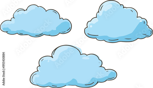 Cloud computing concept with vector clouds on blue background illustration