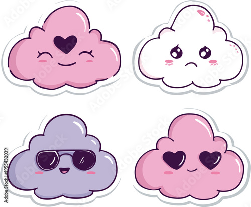 Cute pink heart cloud cartoon vector illustration seamless pattern for kids and love design