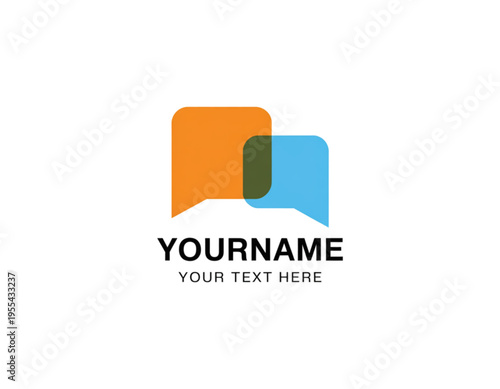 Minimalist logo design featuring overlapping orange and blue speech bubble icons for communication Vector