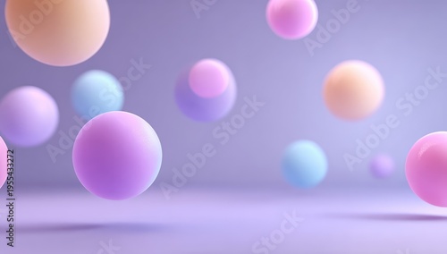 Pastel Spheres Floating in a Soft, Dreamy Space.