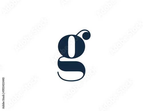 A sophisticated lowercase letter g character featuring a classic serif font style and elegant curve Vector