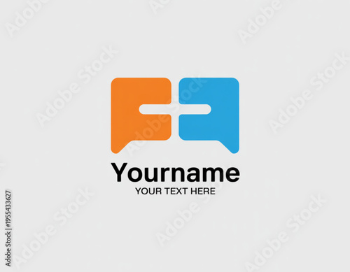 A minimalist logo design featuring two interconnected speech bubbles forming a central plus shape Vector