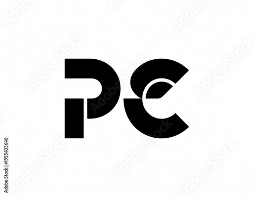 A minimalist black graphic design logo featuring the stylized uppercase letters p and e combined Vector