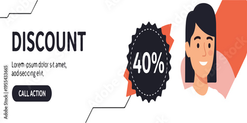 Woman smiling with discount offer.