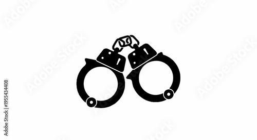Handcuffs in a circular shape on a white background law enforcement symbol
