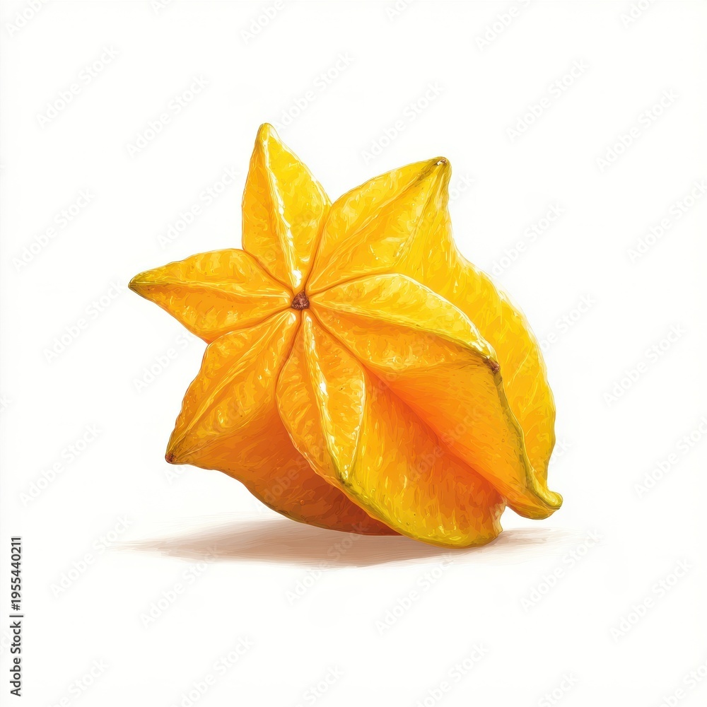 Fototapeta premium Vibrant Yellow Starfruit on White Background Isolated