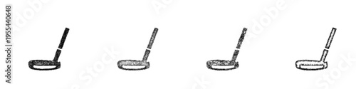 Sketch golf putter icon design set