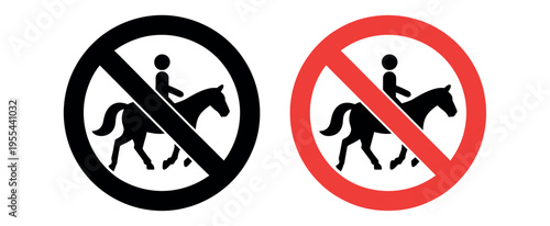No horse racing sign icon representing restriction, safety and warning concept, vector illustration for public, road, or event use