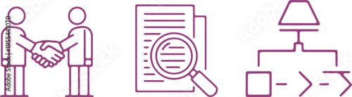 Illustration of business collaboration, document review, and organizational structure