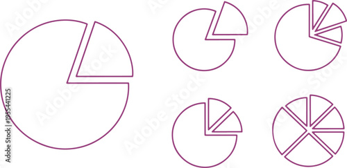 Visual representation of pie charts with various segment divisions
