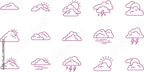 Collection of weather icons depicting various atmospheric conditions and phenomena