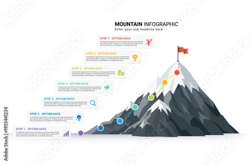 Milestone Climbing Mountains Infographic Diagram Template