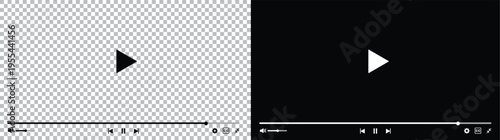Video Player Interface Vector – Media Screen with Play Button and Control Icons UI Template.