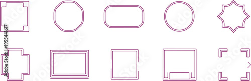 A collection of various geometric and polygonal line art shapes.