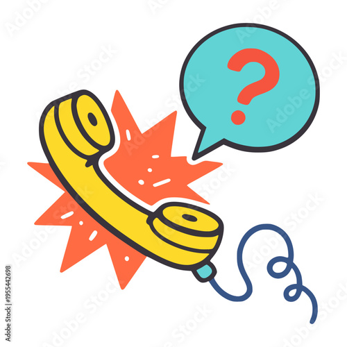 cartoon telephone customer service support flat color vector illustration template design