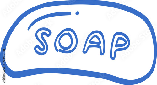 Soap Bar Refreshing Bath Shower Line Art Illustration