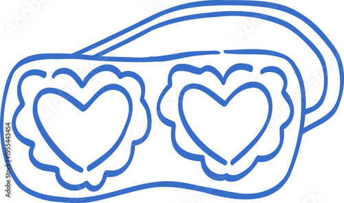Sleep Mask Feminine Heart Cute Line Art Illustration