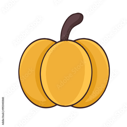 Cute Hand Drawn Yellow Pumpkin Illustration Vector