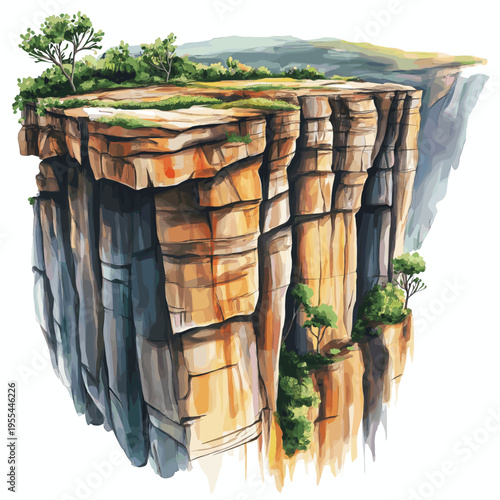 Chapada dos Veadeiros National Park. Chapada dos Veadeiros National Park hand drawn watercolor illustration