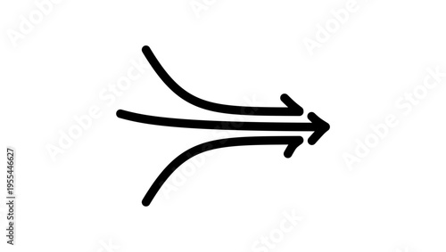 converge symbol, black isolated silhouette