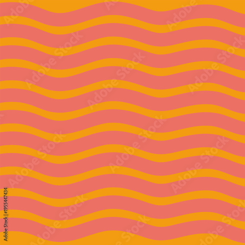 Creative abstract illustration with alternating orange and pink wavy lines across a rectangle. Smooth flowing curves create rhythm, contrast, and vibrant artistic design for modern visual projects.