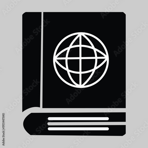 Black book with globe emblem symbolizing global knowledge and education