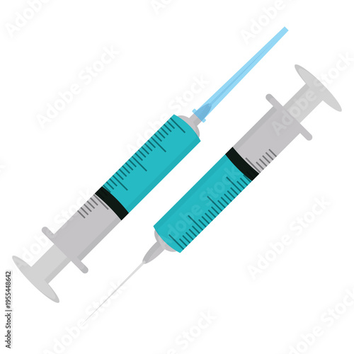 A medical hypodermic syringe with a sharp needle isolated on a white background represents essential healthcare equipment used for vaccination and hospital medication delivery