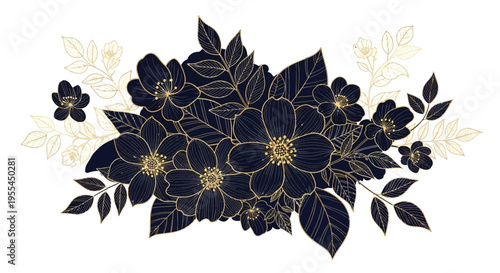 Black flowers with yellow centers bunch.